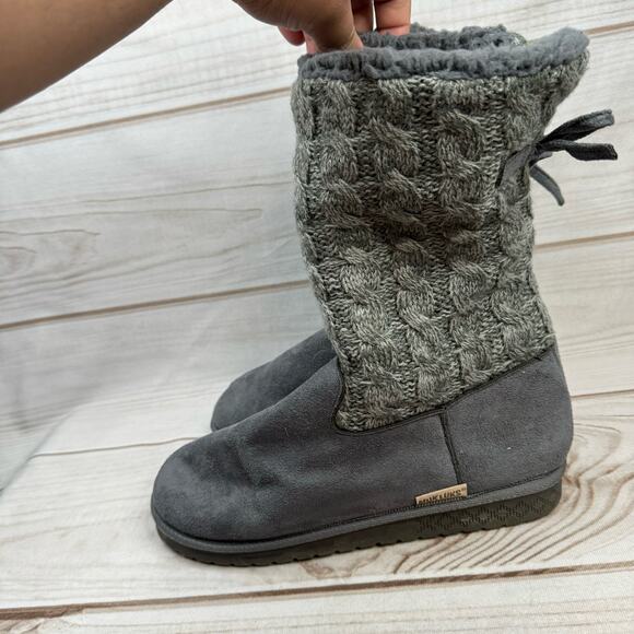 Muk Luks Gray Sherpa Lined Sweater Boots Size 9 - Picture 10 of 12